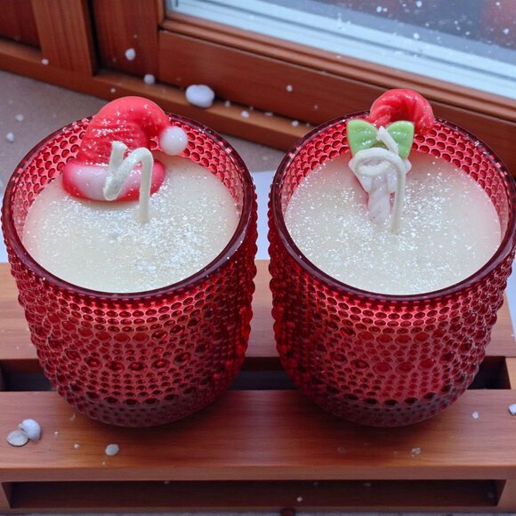 Handmade Holiday Candle ✦ Apple Cinnamon ✦ Soy Wax in 2oz Shot Glass NWT - Picture 1 of 7